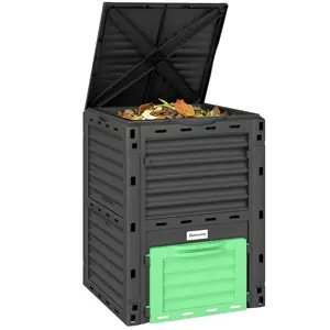 Outsunny Garden Compost Bin 80 Gallon Outdoor Large Capacity Composter Fast Create Fertile Soil Aerating Box, Easy Assembly