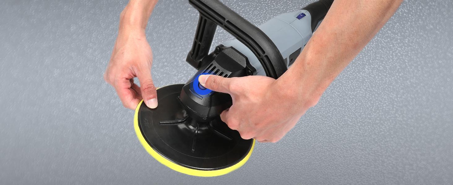 #JumpstartSale WORKPRO Buffer Polisher - 7-inch Car Buffer Waxer with 4 Buffing and Polishing Pads, 6 Variable Speed 1000-3800 RPM, Detachable Handle, Ideal for Car Detailing, Sanding, Polishing, Waxing