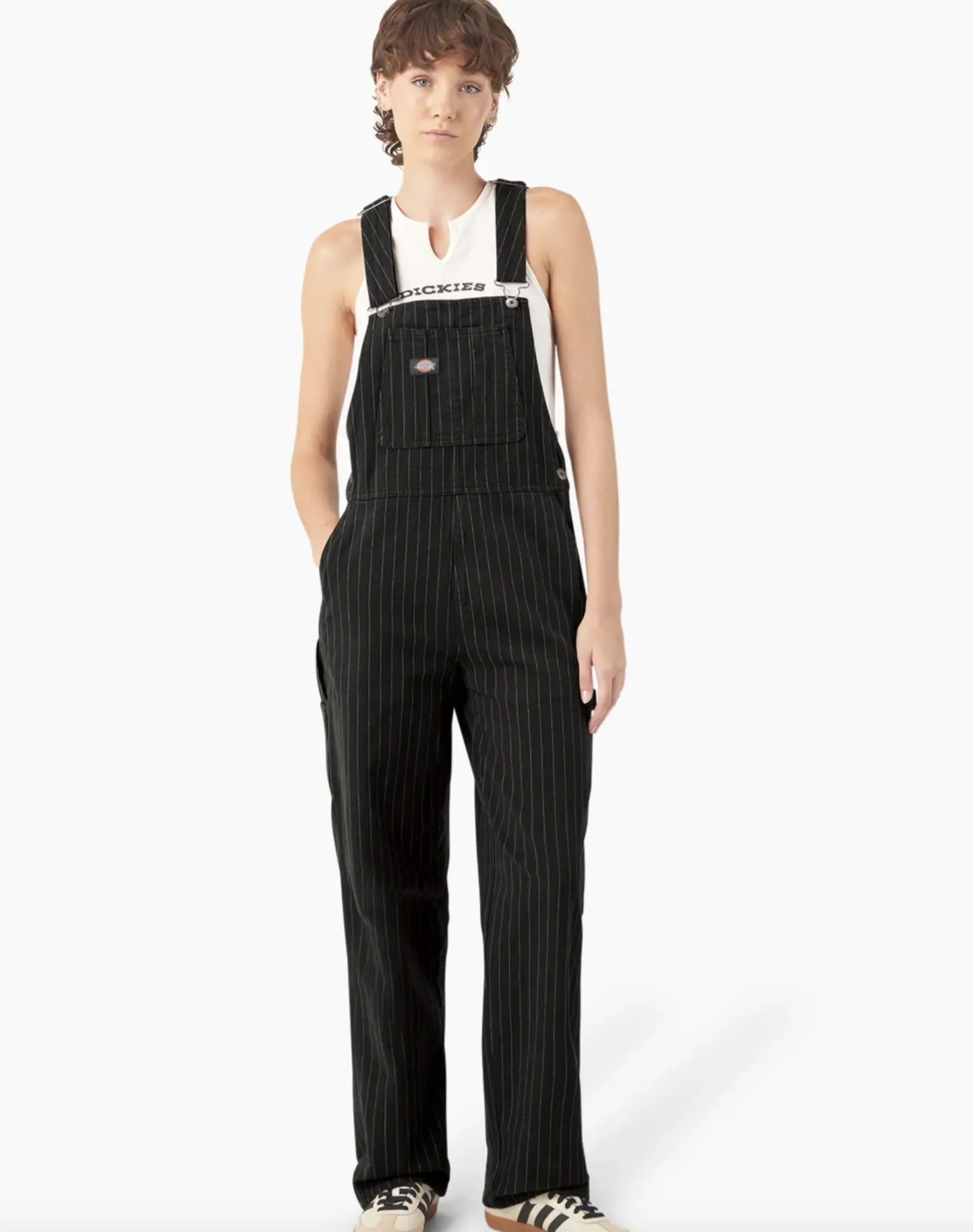Dickies Women's Classic Bib Overalls, Relaxed Fit Straight Leg in Plain Cotton with a Bib Patch Pocket and 8 Utility Pockets, Cotton Fabric, Bib Front
