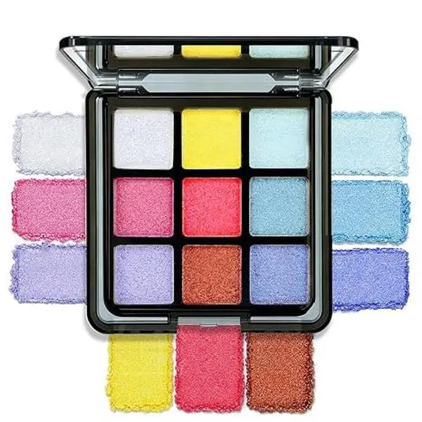 Eyeshadow Palette - Holographic Glitter & Shimmer Powder in Silver White, Bright Yellow, Multichrome Diamond Dust Pigment for Mermaid Makeup, Festival Rave & Stage Performance