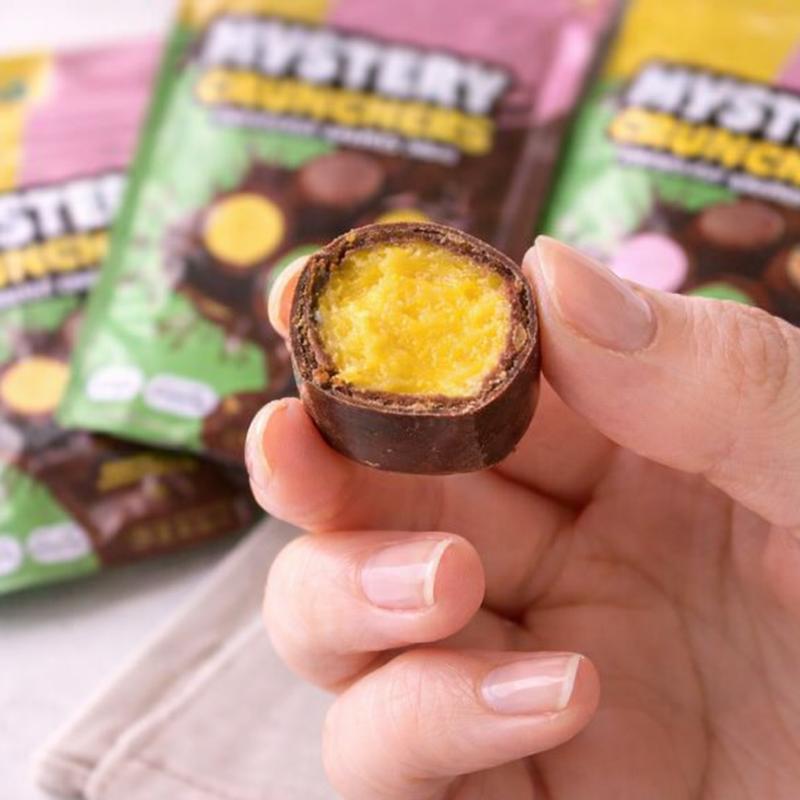 Crunchers Chocolate Hard Candy Bites- Solid Milk Chocolate with Crunchy Texture 2.1 oz Heat Sensitive No Ice Pack Included Bonbon Snack