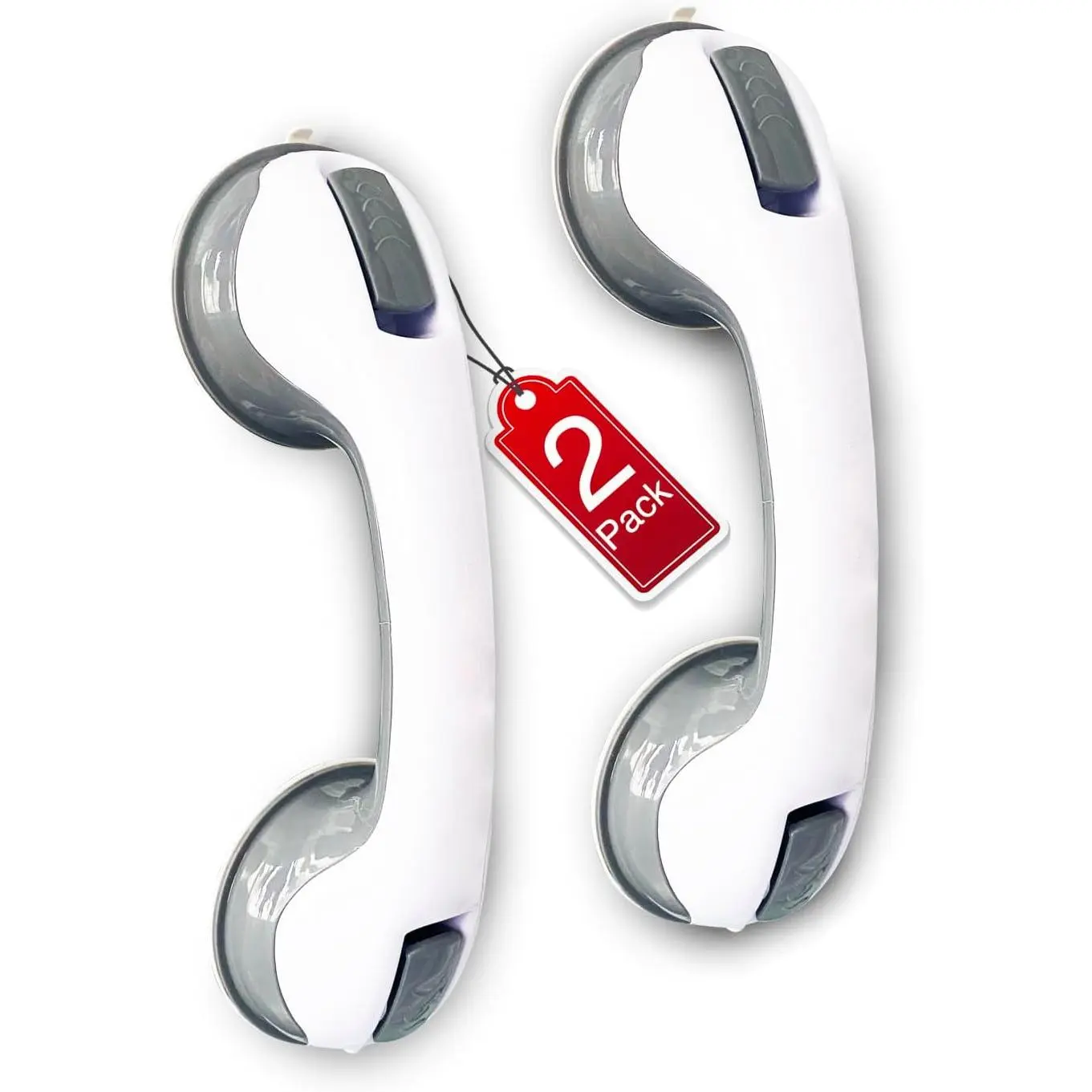 2 Pack Grab Bars for Bathtubs & Showers - Strong Suction Shower Handle, Safety Grab Bars for Seniors & Handicap, Elderly Accessories