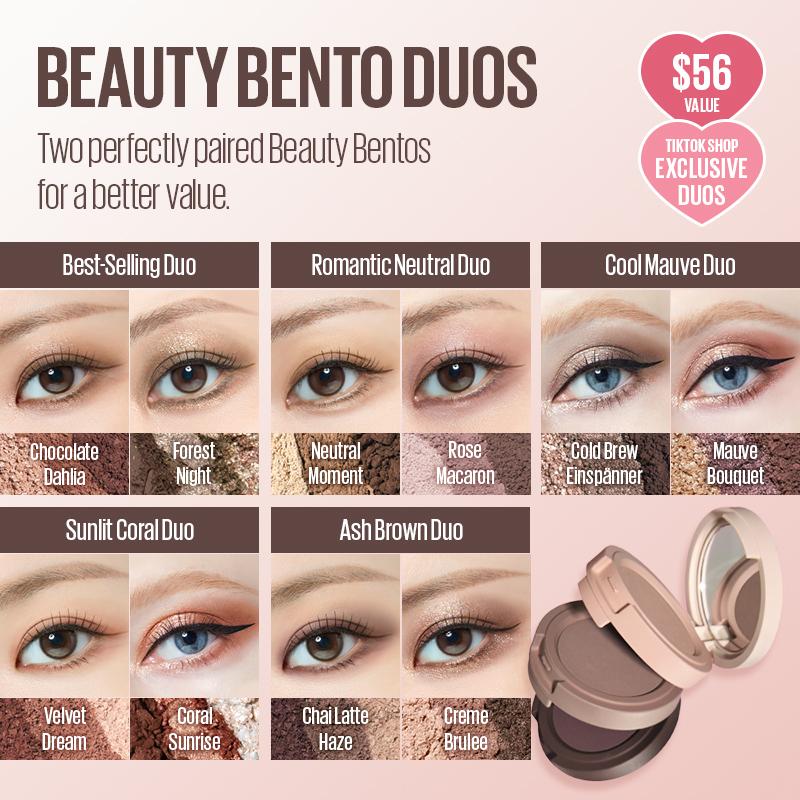 Kaja Korean Eyeshadow l Beauty Bento Duo Bundle (Chocolate Dahlia & Forest Night / Neutral Moment & Rose Macaron)