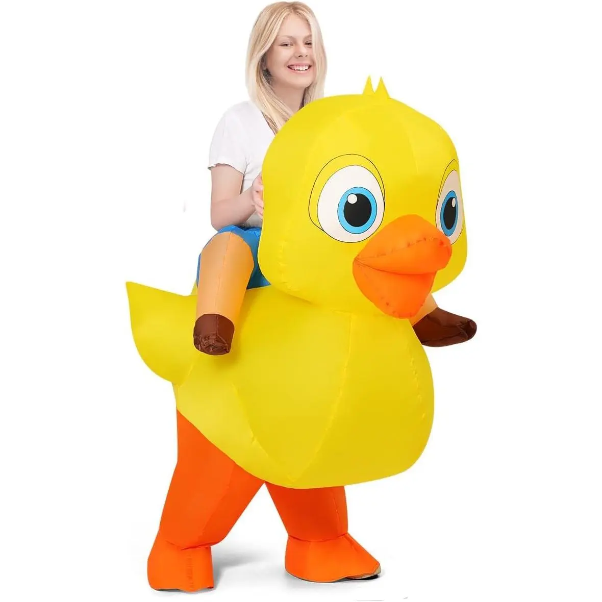COMIN Adult Inflatable Duck Costume, 63" Funny Blow-Up Outfit for Men/Women, Halloween Party Costume Set