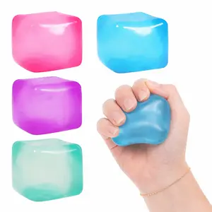 SugarSqueez Cube Squishy Fidget Toy 2.1in Mini Soft Maltose Syrup Sensory Cube Gentle Squeeze Assorted Colors Green Pink Purple Blue Easter Spring Basket Gift