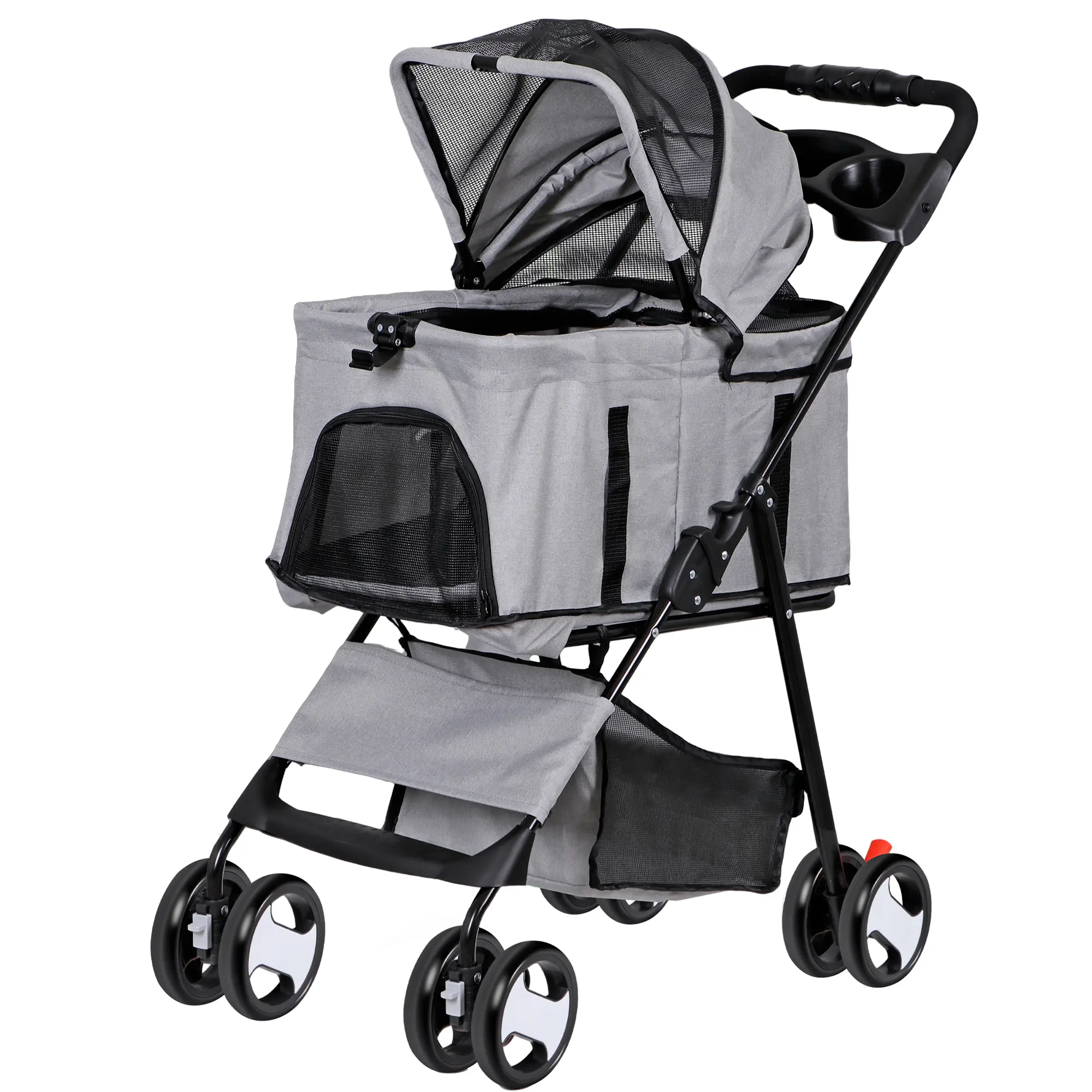 Segawe 3-in-1 Portable Puppy Stroller - Detachable Seat, Fabric Construction, MDF Components, Metal Frame, Cup Holders, Airflow Mesh Outdoor Animal Carrier Jogger for Small-Medium Dogs & Cats