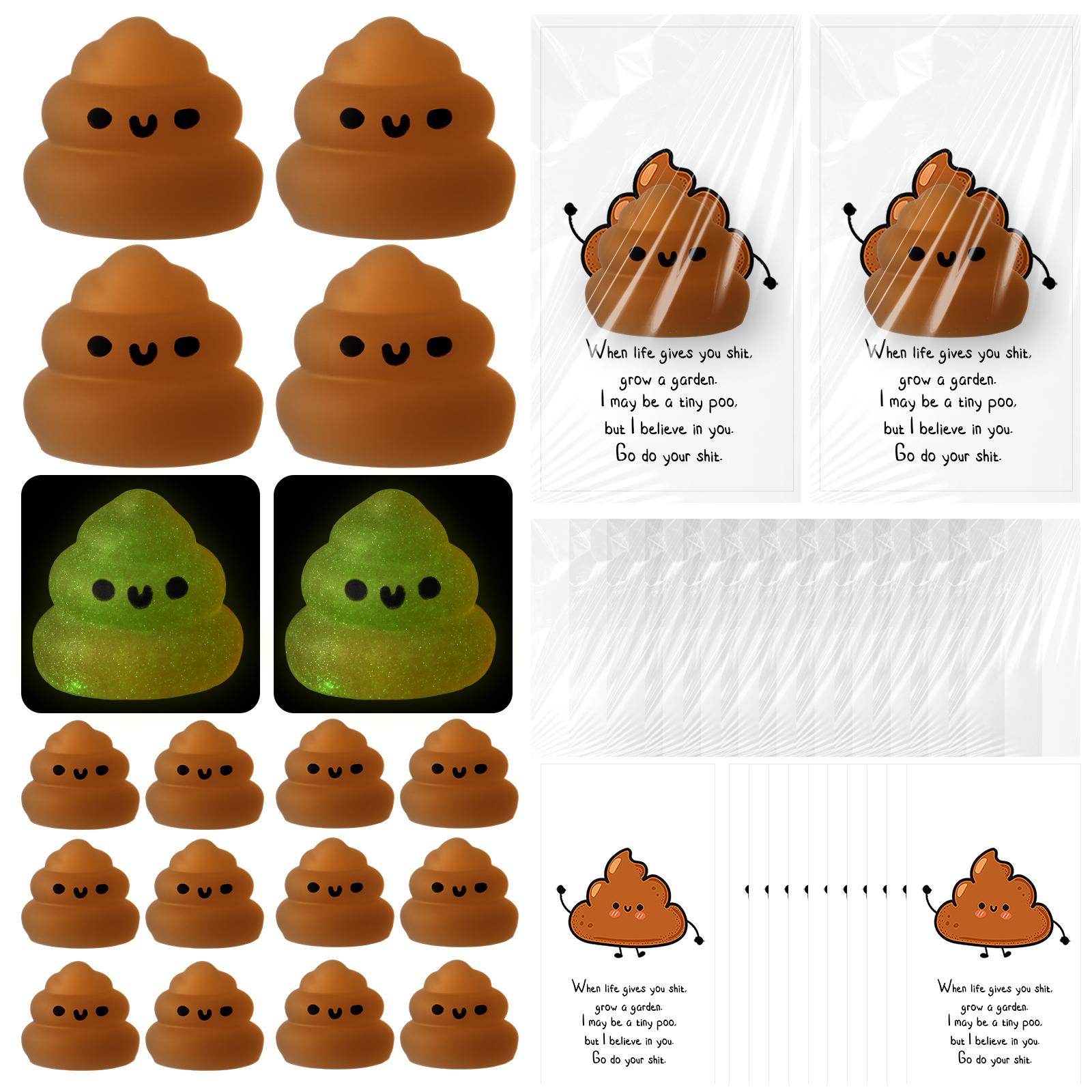 30 Pcs Easter Mini Poop Stress Balls Gifts Bulk with Inspirational Card  Emotional Luminous Stress Relief Cute Inspirational Squeeze Ball for Coworker Nurse Friend Christmas Stress Balls Funny Employee Appreciation Gifts Kawaii Squishies Handmade Taba Squ