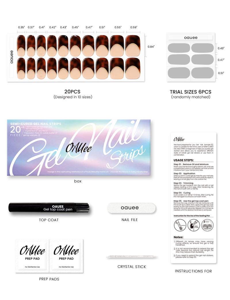 Semi Cured Gel Nail Strips | UV Light Required | Salon-Quality Finish | Easy Apply & Long-Lasting Wear