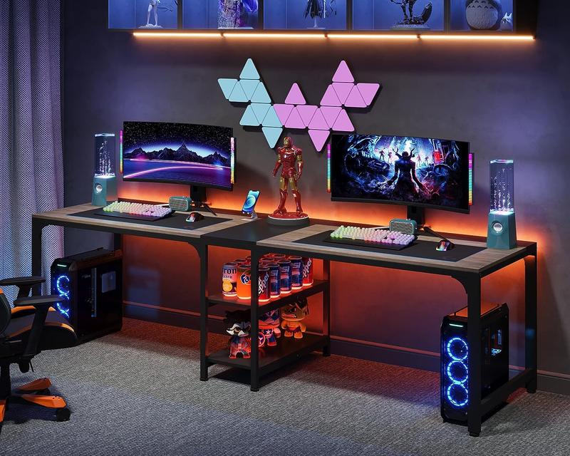 【BTS ONLY】Tribesigns 90.55'' 2 Person Computer Desk with Storage Shelves