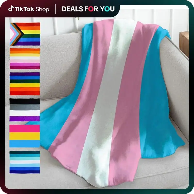 Super Soft Wrinkle-Resistant Transgender Pride Cozy Warm Decorative Camping Throw Blanket - Features LGBT, Bisexual, Pansexual, Asexual, Male, Nonbinary, Genderfluid, Lesbian, Straight Ally Flags - Bedroom Decor, Adult Holiday Gifts, Cozy Warm Blanket, De
