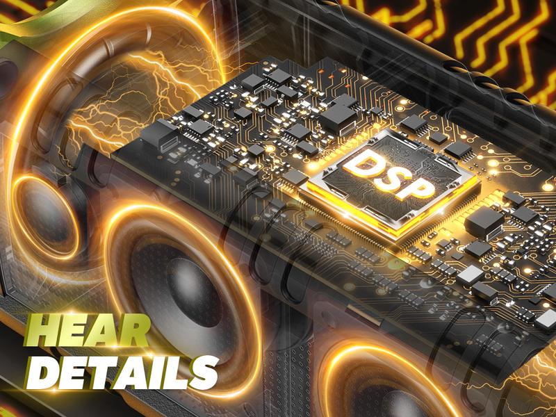 W-KING D8 Bluetooth Speaker 90W Peak Power 50W Deep Bass 2 Subwoofers IPX6 Waterproof EQ TF AUX NFC for Pool Party Travel Smart Audio Speaker Green