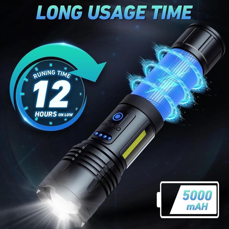 Rechargeable LED 90,000 High Lumens Flashlights,2 Pack Super Bright Flash Light with Cob,3 Modes Waterproof Powerful Flashlight for Home,Camping