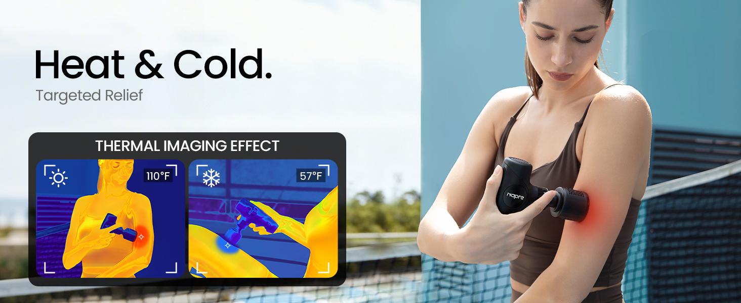 NAPRE 3-in-1 Mini Massage Gun with Heat and Cold,Deep Tissue Back Massage with Detachable Handle for Neck/Body Pain Relief,Portable Handheld Percussion Muscle Massager,Small & Quiet,5 Heads with Case,Gift