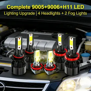 Complete 6PCS LED Headlight Bulbs Combo Fit Toyota Corolla 2009-2013, 9005+9006+H11 26000LM 6000K High/Low Beam & Fog Light Upgrade Kit