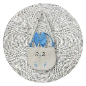 Kids Children Boys White Blue Rabbits Bunny Ears Bags Picnic Eggs Spring Easter Baskets