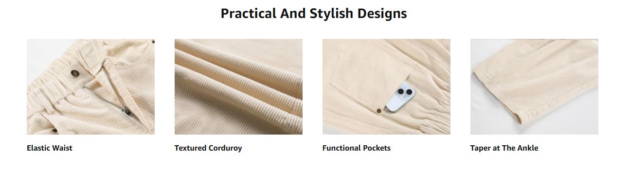 Construction detail of Women's Relaxed Corduroy Wide-Leg Pants
