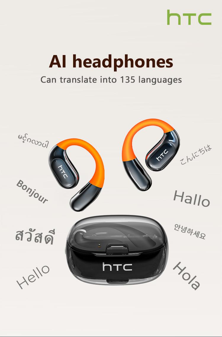 HTC NE36  intelligence AI audifonos bluetooth 134 languages worldwide translatorearbuds 5.4 Wireless Earphones bone conduction headphones | Suitable for Office, Sports, Study and Audio Calls | Built-in Microphone | Earphones