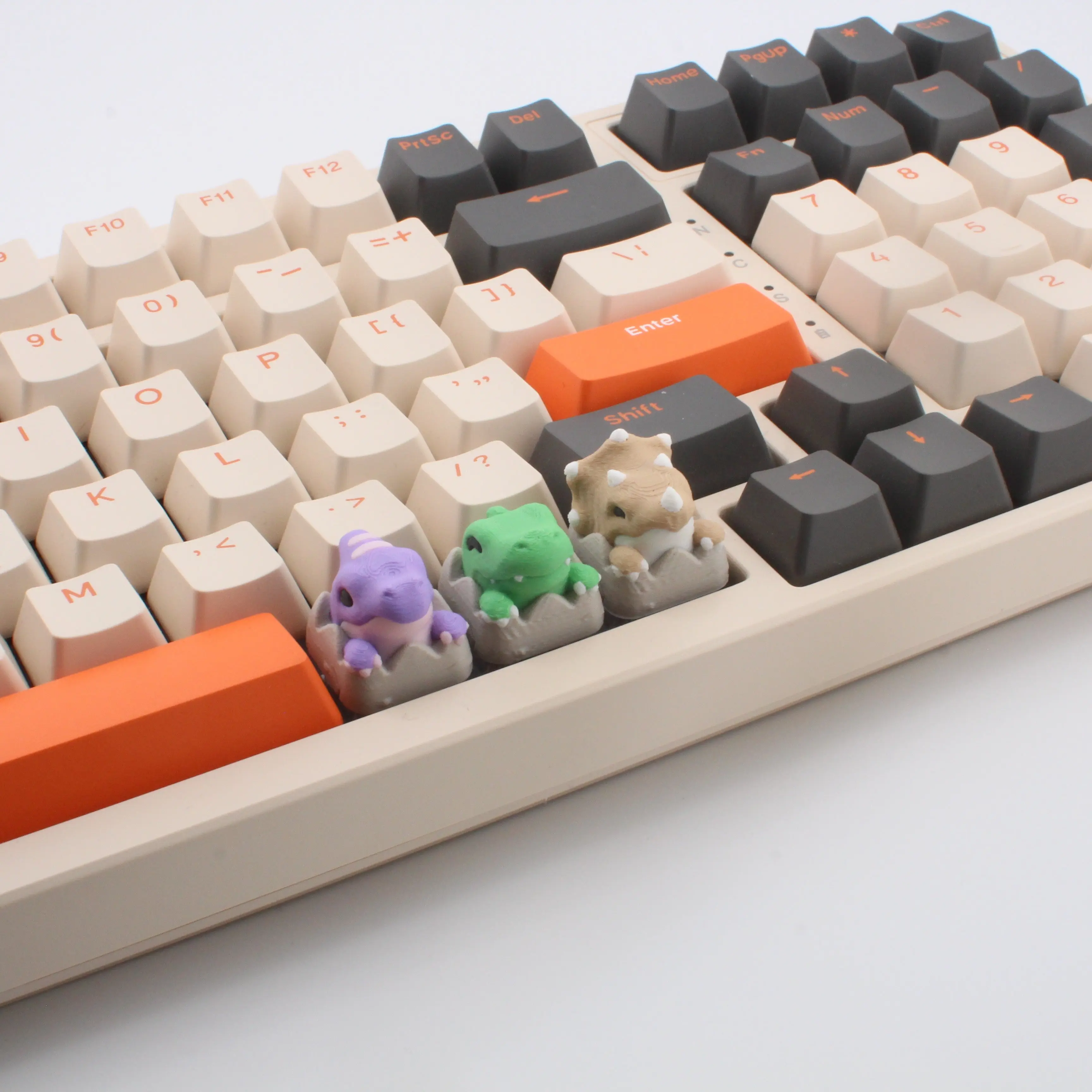 3D Printed Animal Theme Dinosaur Keycaps - Fully Colored, Multiple Designs (T-Rex, Triceratops, Parasaur), Cherry MX Compatible, Standard Plus Sign Stems, for Mechanical Keyboards & Fidget Keyboards Use