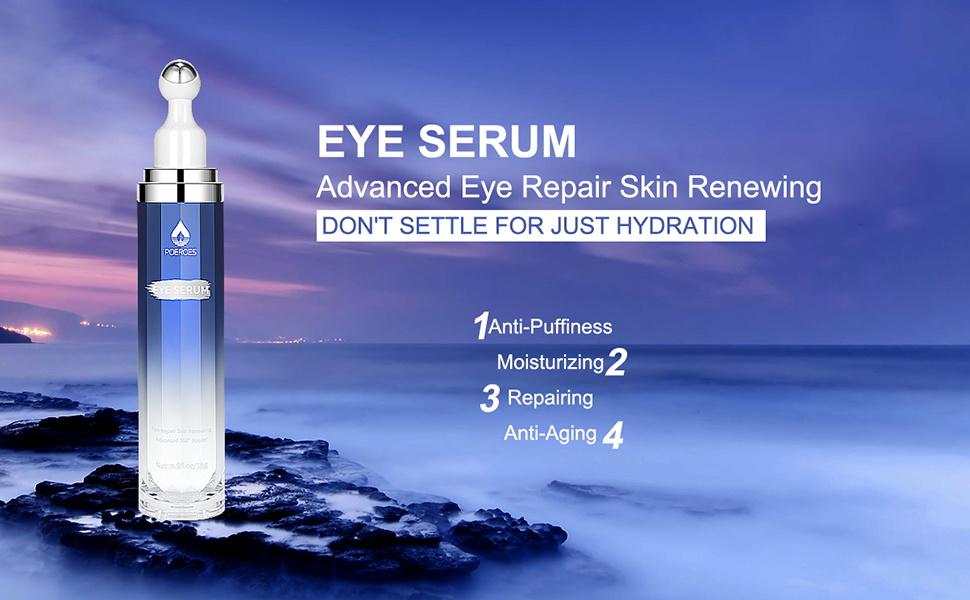 POEROES  Caffeine Eye Serum and Eye Cream Roller Eliminates Dark Circles and Puffiness, Reduces Wrinkles and Fine Lines, and Eliminates Puffiness 360°Massage Ball for a Comfortable Skincare Experience