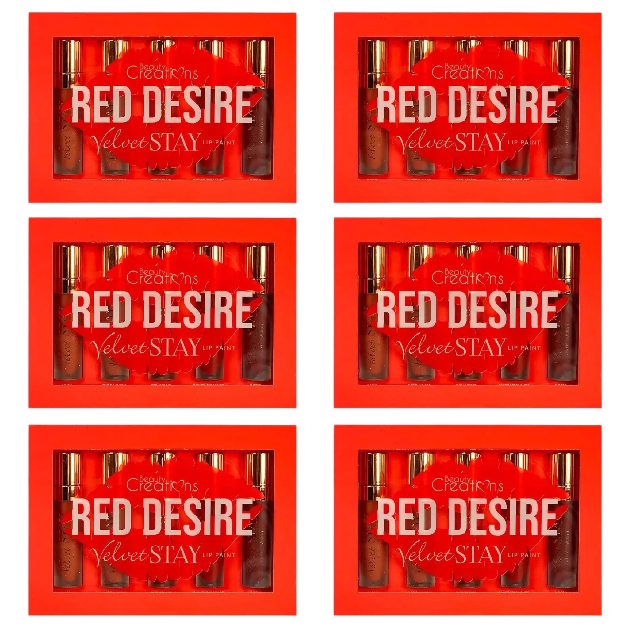 Beauty Creations Velvet Stay Lip Paint Red Desire - Wholesale 6 Sets (VSLP-SET2)