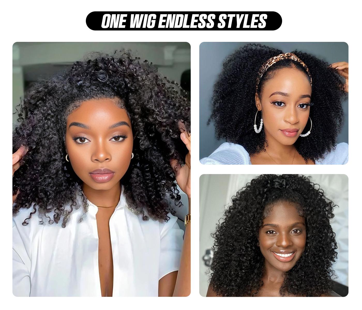 [Wear Go Half Wig] OQ HAIR Invisible Hairline Afro Curly Glueless 3 In 1 Half Wig 180% 250% Density Seamless Flip Over Wig Human Hair With Drawstring Beginner Friendly #dealsforyoudays
