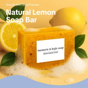 Lemon Turmeric Kojic Soap Natural Handmade Soaps for Face & Body Smooth Skin Tumeric Soaps Deep Cleansing for Men & Women