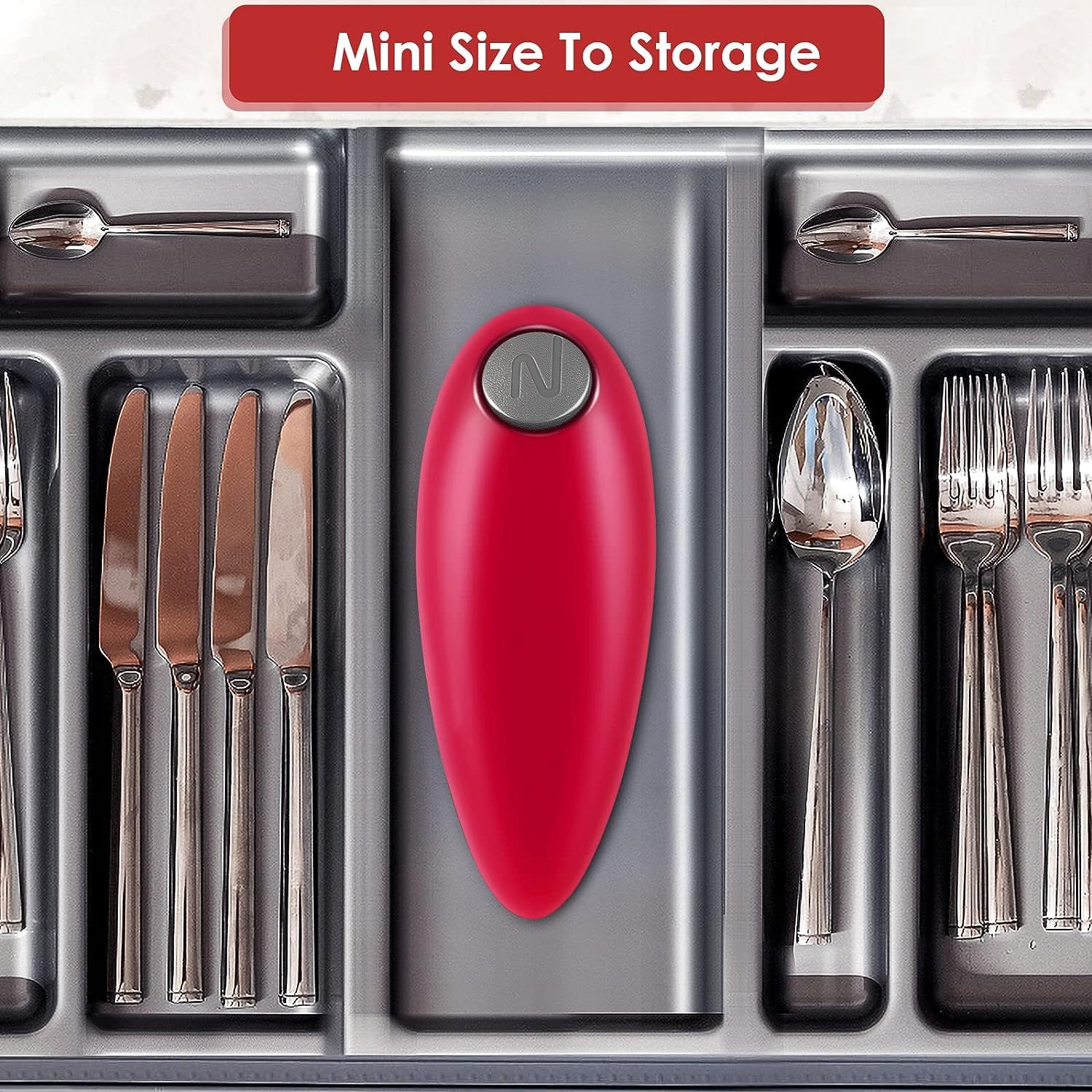 Electric can opener suitable for all can sizes. Kitchen food safety electric can opener with smooth edges. Battery-powered can opener for kitchen use, ideal for seniors, arthritis sufferers, and chefs.