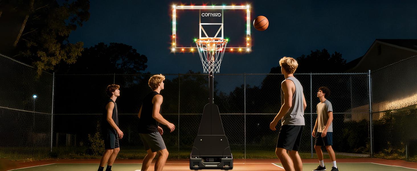 COFIYARD Outdoor Basketball Hoop 44/54-inch Shatterproof Backboard 5.25-10 Feet Height Adjustable Portable System with Wheels Durable for Teens & Adults SpringStatements