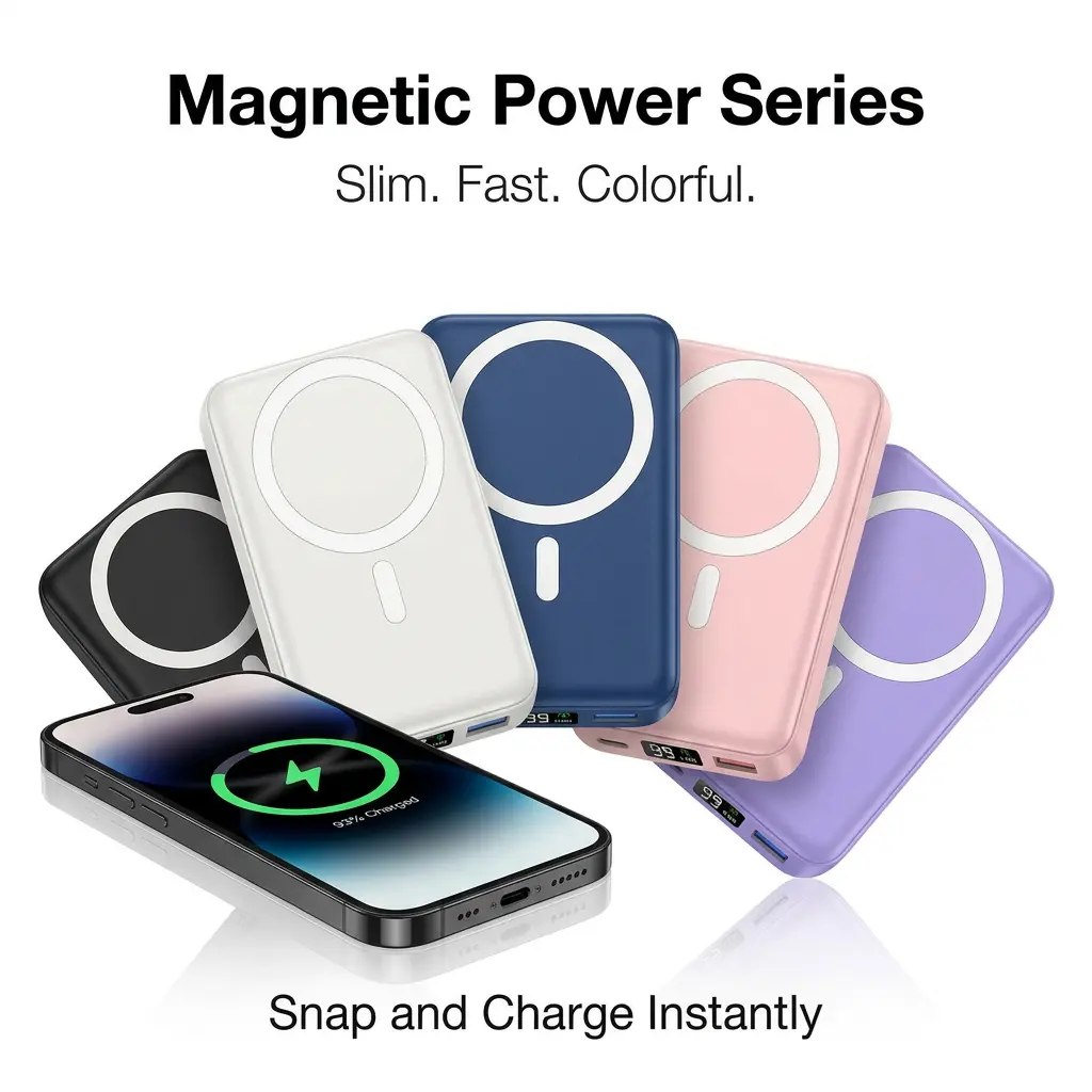 podoru 10000mAh Magnetic Wireless Power Bank for iPhone 12-17 Series, Portable Charger Compatible with MagSafe Cases, Back to School Essentials,back to school,back to school haul