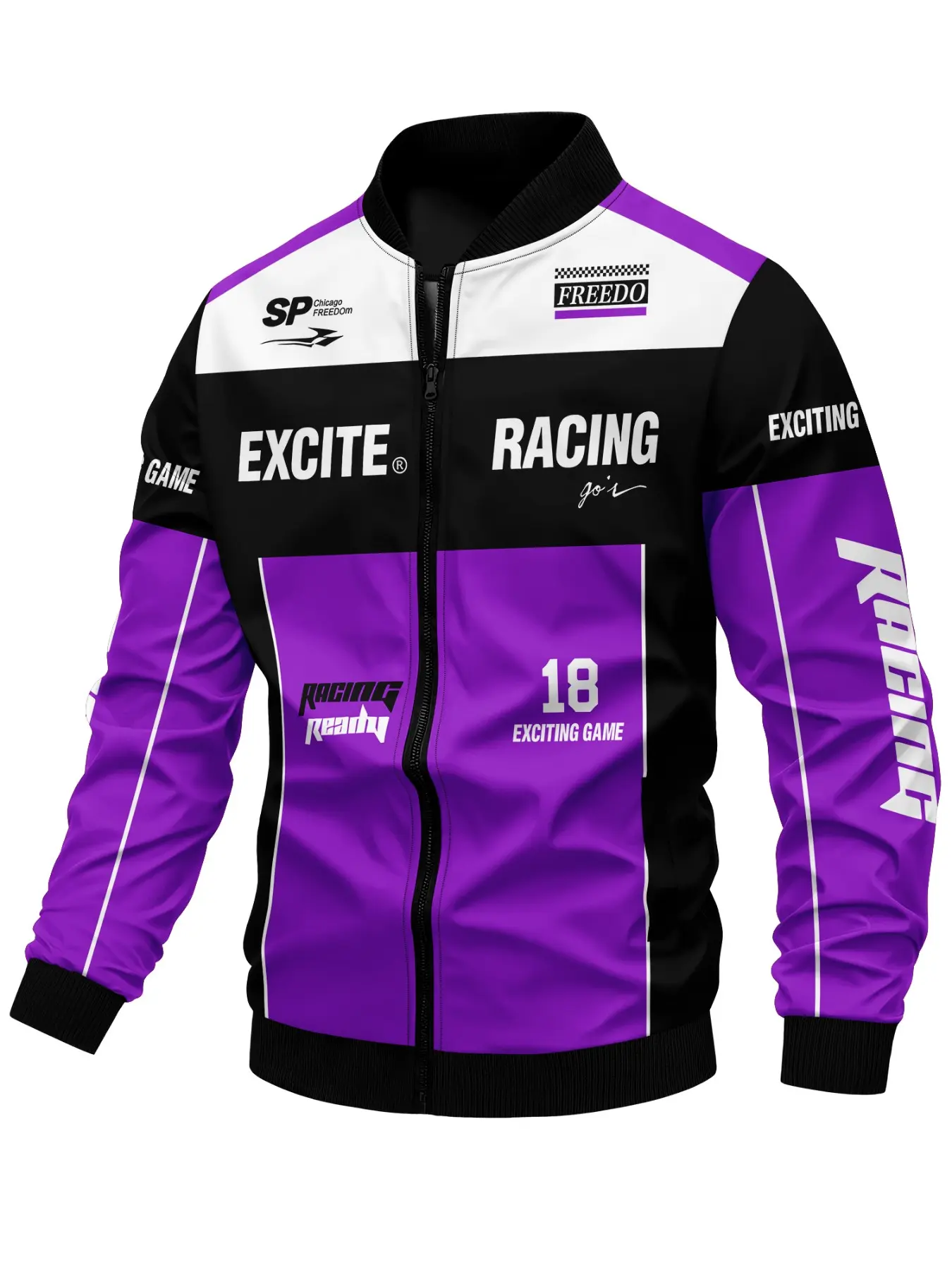 Men's Casual Racing Jacket, Fitted, Long Sleeve, Soft Shell Material, Speed Racing Pattern, Zipper Closure, Spring Sports Jacket, Sport Outerwear, Perfect Choice for Spring & Fall, Sporty Jacket, Softshell Jacket, Soft Shell Jackets