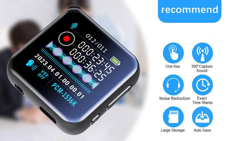 Smart recorder with speech-to-text, HD audio, one-touch recording, simple operation, large memory and long battery life