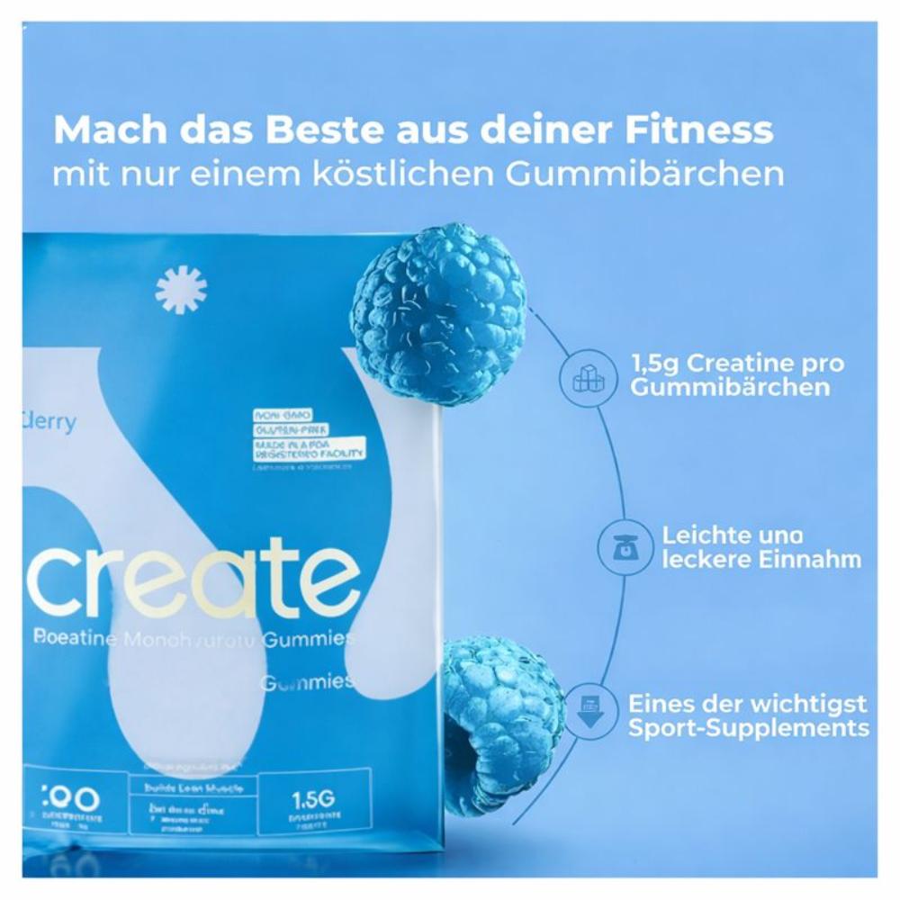 Create Creatine Monohydrate Gummies – Blue Raspberry Flavor, 1.5g Creatine Per Gummy, 90 Gummies, Easy Chew, No Powder, Vegan, Non-GMO, Gluten-Free Create Creatine Monohydrate Gummies – Blue Raspberry Flavor, 1.5g Creatine Per Gummy, 90 Gummies, Easy Chew, No Powder, Vegan, Non-GMO, Gluten-Free