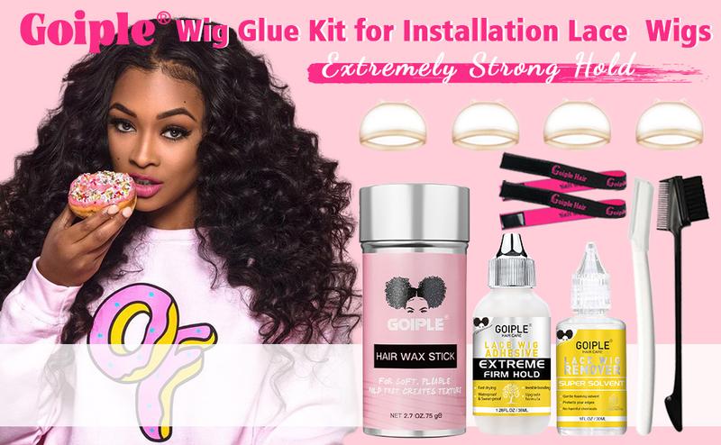 Strong Hold Lace Front Wig Glue - Waterproof Wig Adhesive with Remover, Hair Wax Stick Gel , Elastic Band,  Haircare Invisible Bond Natural Look