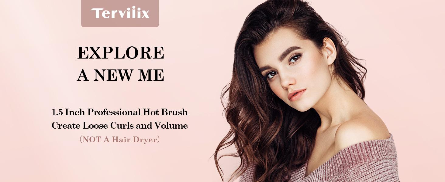Terviiix Negative Ion Thermal Brush, Heated Round Brush with Adjustable Temperature,  Effortlessly Creates 90's Voluminous Style, Black Gold