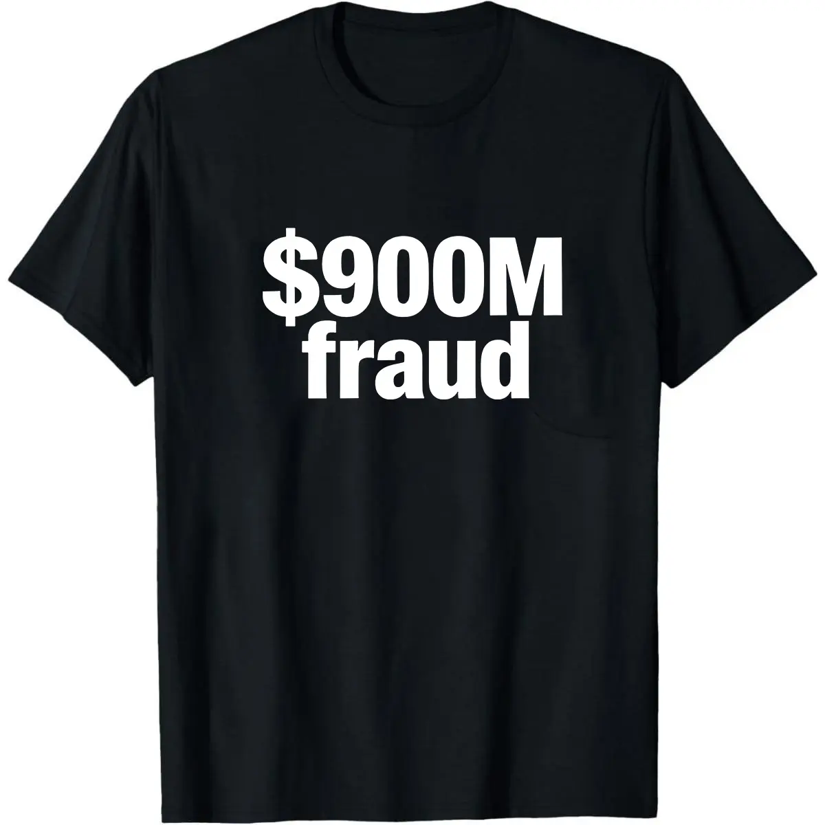 Black Minimalist $900M Fraud Graphic Tee - Sleek Casual Daily Wear Apparel