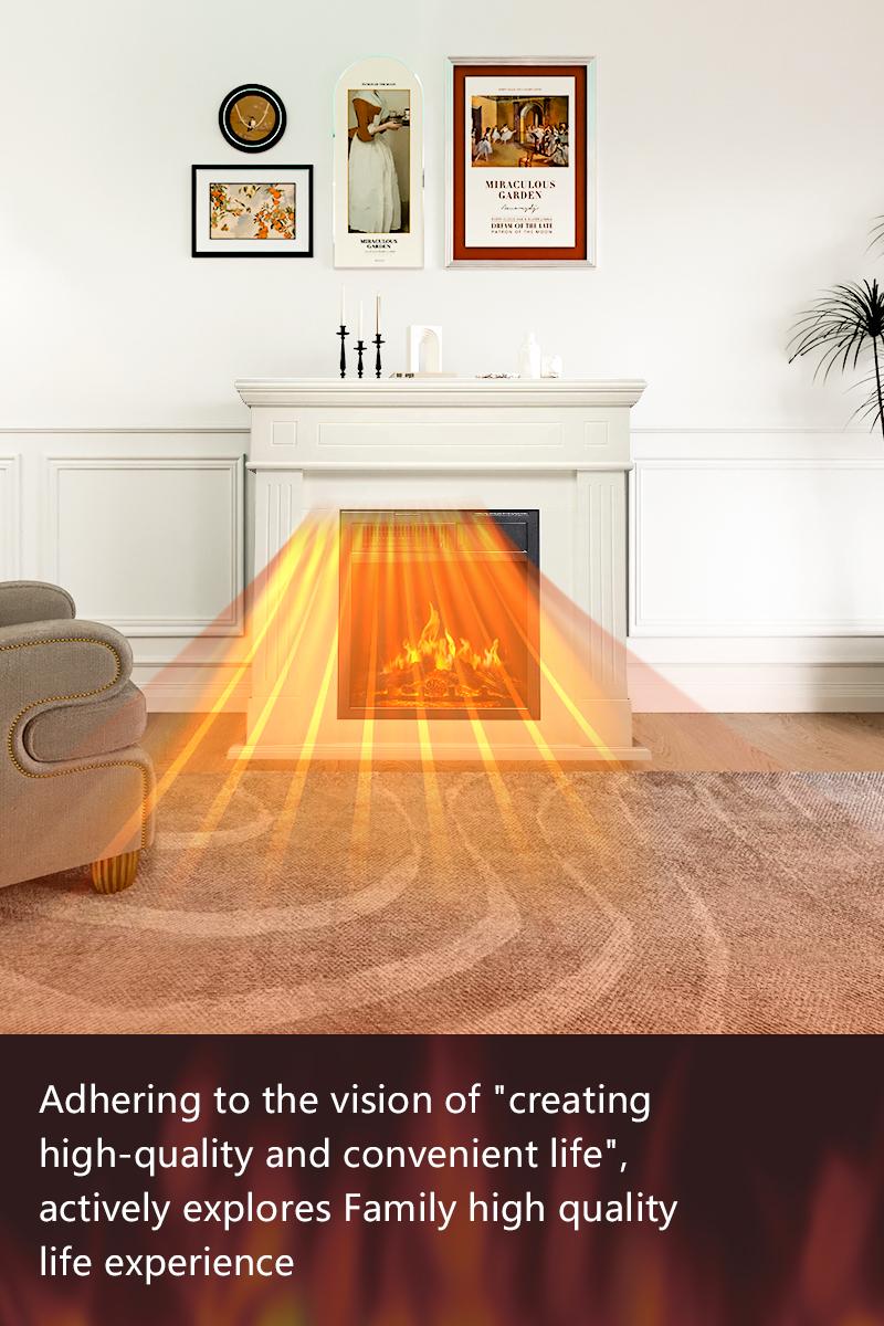 R.W.FLAME 44" Electric Fireplace with Mantel Package Freestanding Fireplace Heater Corner Firebox with Log & Remote Control,750-1500W,Lvory White