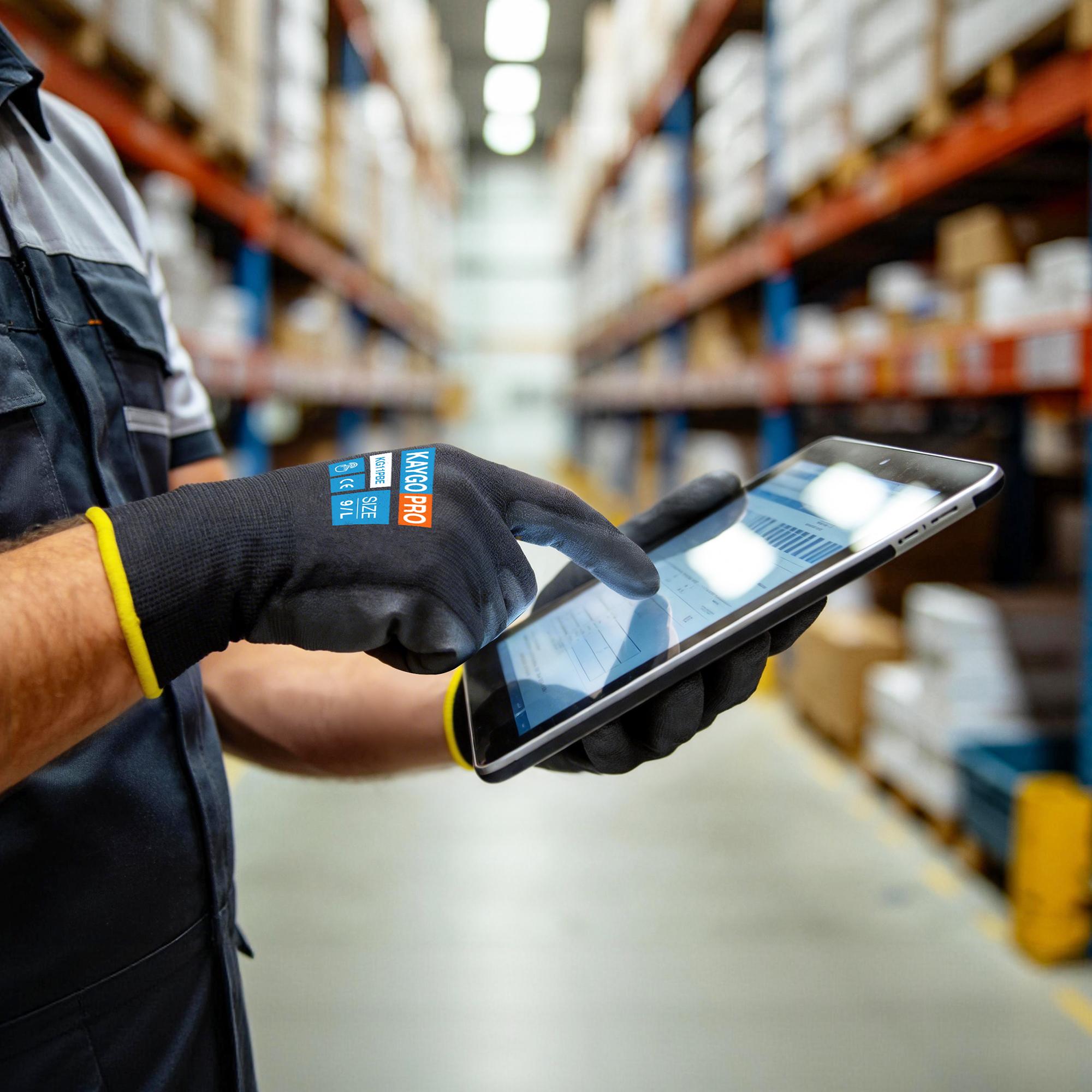 KAYGO  Breathable PU Coated Gloves for Gardeners, HVAC installer,DIY Users, Warehouse Workers and Mechanics, Perfect for Yard Cleanup, Material Handling, Home Projects, Garage Work and Everyday Grip Tasks