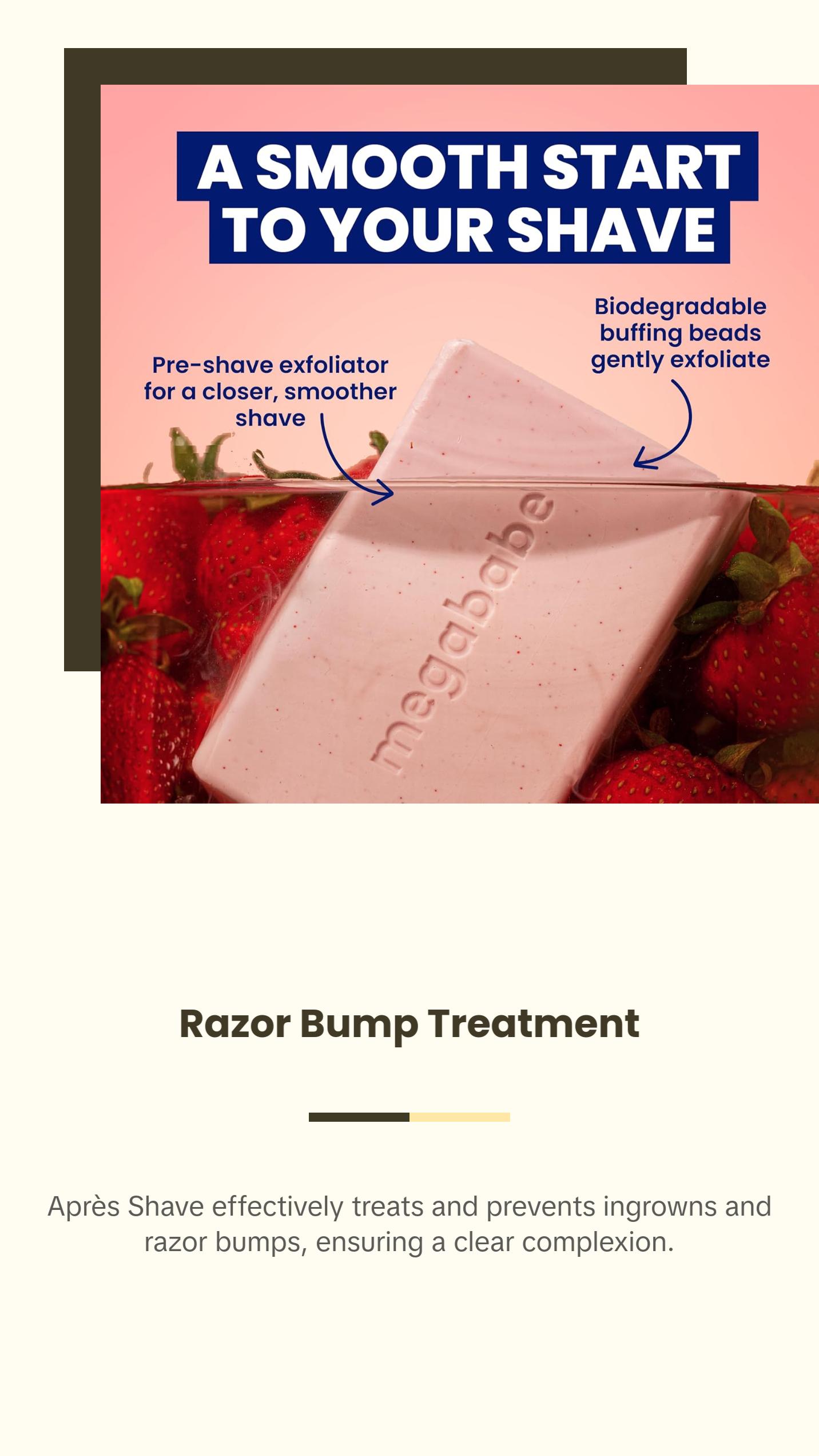 Megababe Shave the Day Kit | 4-Piece Shave Set for Smooth, Bump-Free Skin | Includes Bumpy Bar, Blade Bar, Après Shave, Après Shave Oil | Great for Sensitive Skin | TSA-Friendly Sizes