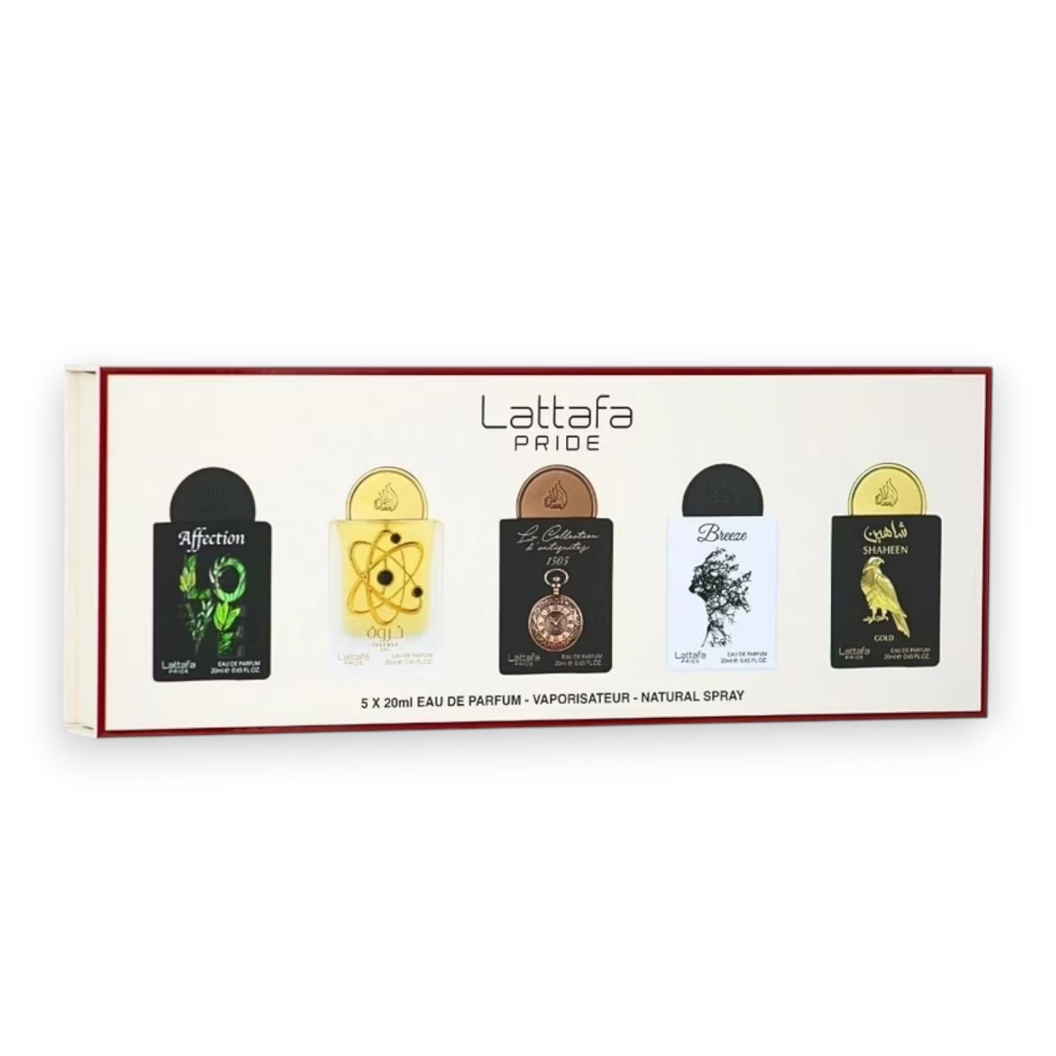 Lattafa Perfumes | Pride | Affection + Tharwah Gold + La Collection D'Antiquites 1505 + Breeze + Shaheen Gold | Eau De Parfum | 20 ML |