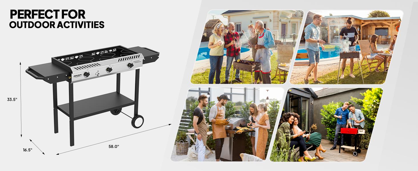 ROVSUN 2/3 Burner Outdoor Propane Gas Stove with Auto-ignition, Regulator & Side Shelves, 150,000/225,000 BTU Powerful Stand Cooker for Backyard Patio Cooking Home Brewing Canning Turkey Frying SpringStatements