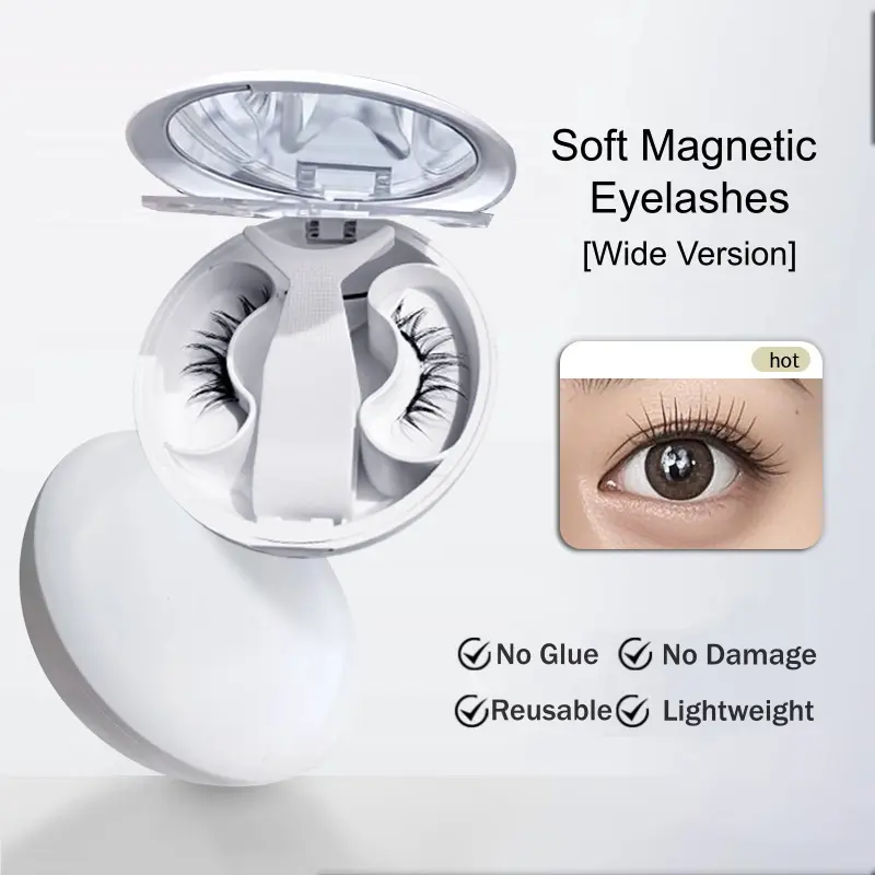 Upgraded All-in-1 Box Soft Magnetic False Lashes for Makeup - Natural Look, Glue-Free Wear, Reusable, Waterproof, Lightweight, Long-Lasting, Easy Apply for Beginners, Natural Fit