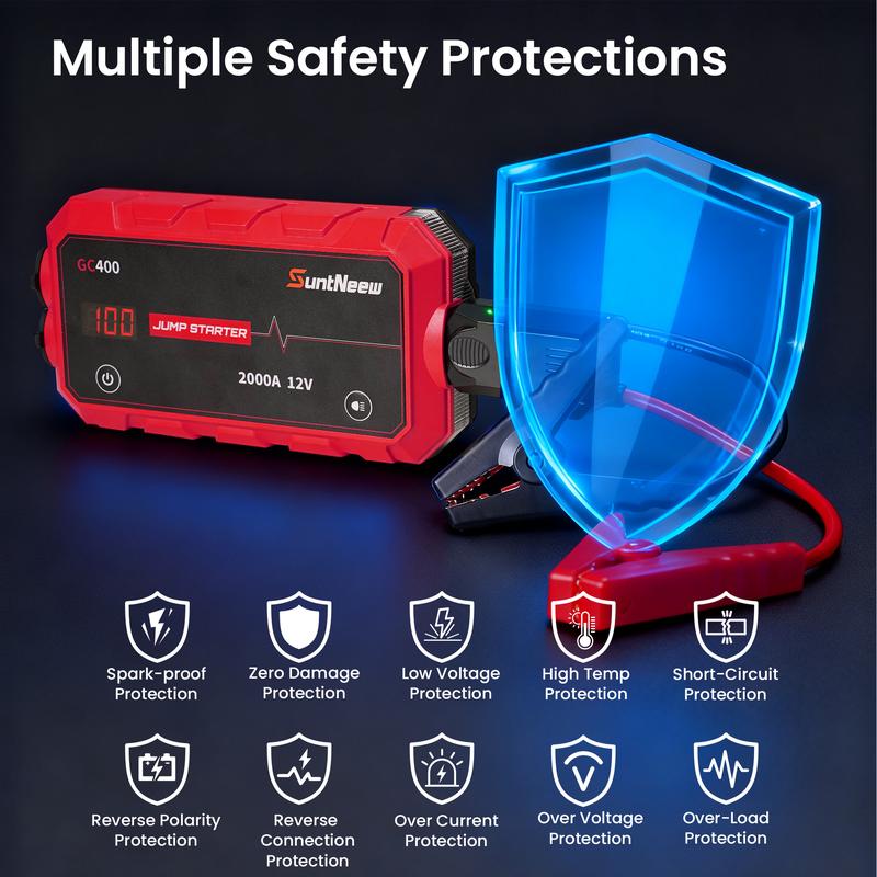 SuntNeew GC400 20000mAh Winter Savior Car Jump Starter Jumper Box Booster Power Bank Battery Charger High Capacity Portable & Versatile for Car Battery Emergency Light Charging Compact