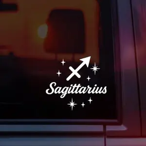 Sagittarius Zodiac Sign Symbol Vinyl Car Decal, Astrology Horoscope Symbol with Sagittarius Name, Celestial Aesthetic Sticker for Cars, Laptops & Water Bottles, Perfect Gift for Sagittarius Season & Fire Signs