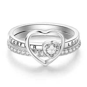 LOVE FOREVER 925 Sterling Silver Heart Ring, Gorgeous Ring with Cubic Zircon, Perfect Gift for Women, Mother's Day Gift