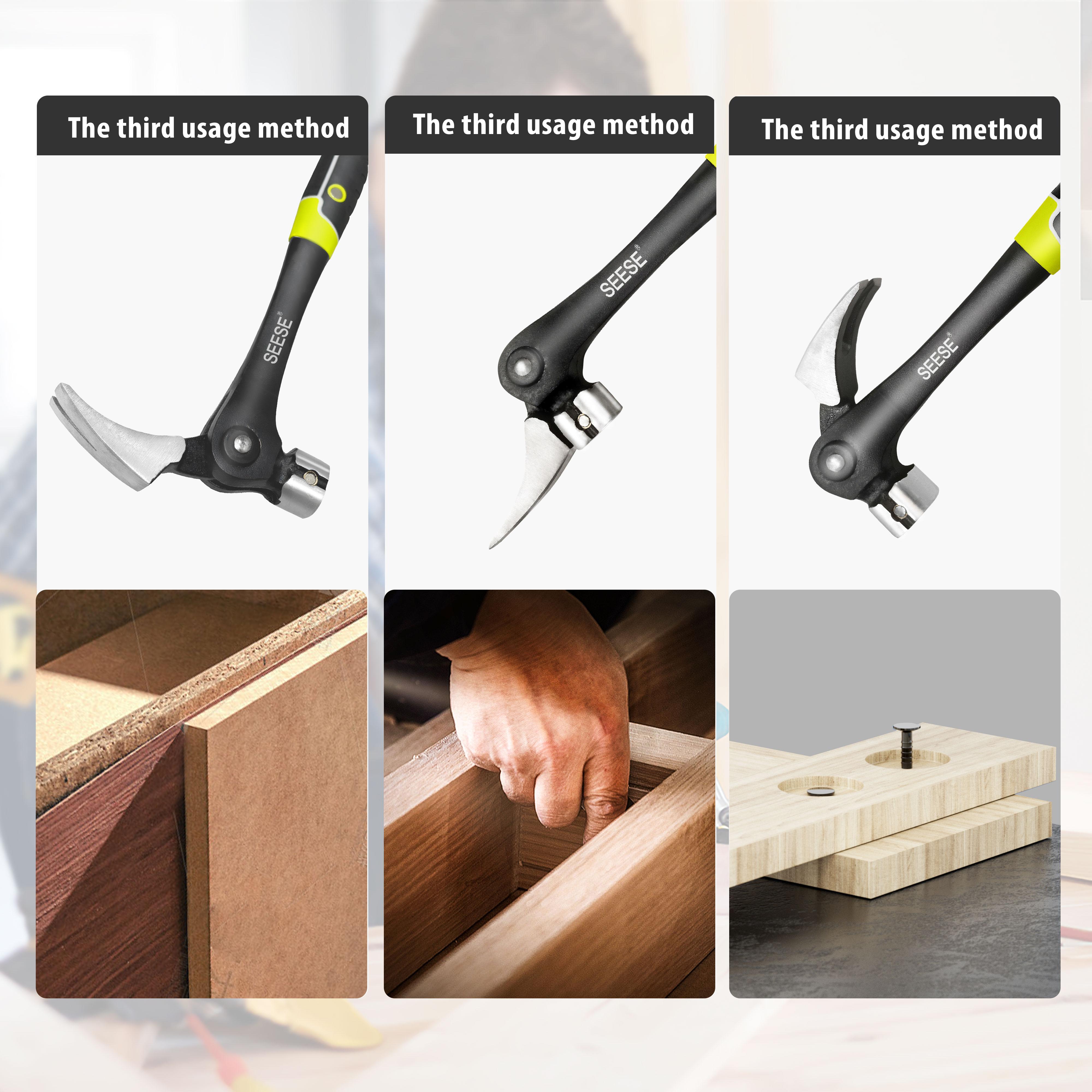 SEESE 16oz Claw Hammer with Magnetic Nail Starter Indexing Rip Claw Forged Steel Head Shock Absorbing TPR Grip Heavy Duty Framing & DlY Tool ,Gift for Thanksgiving