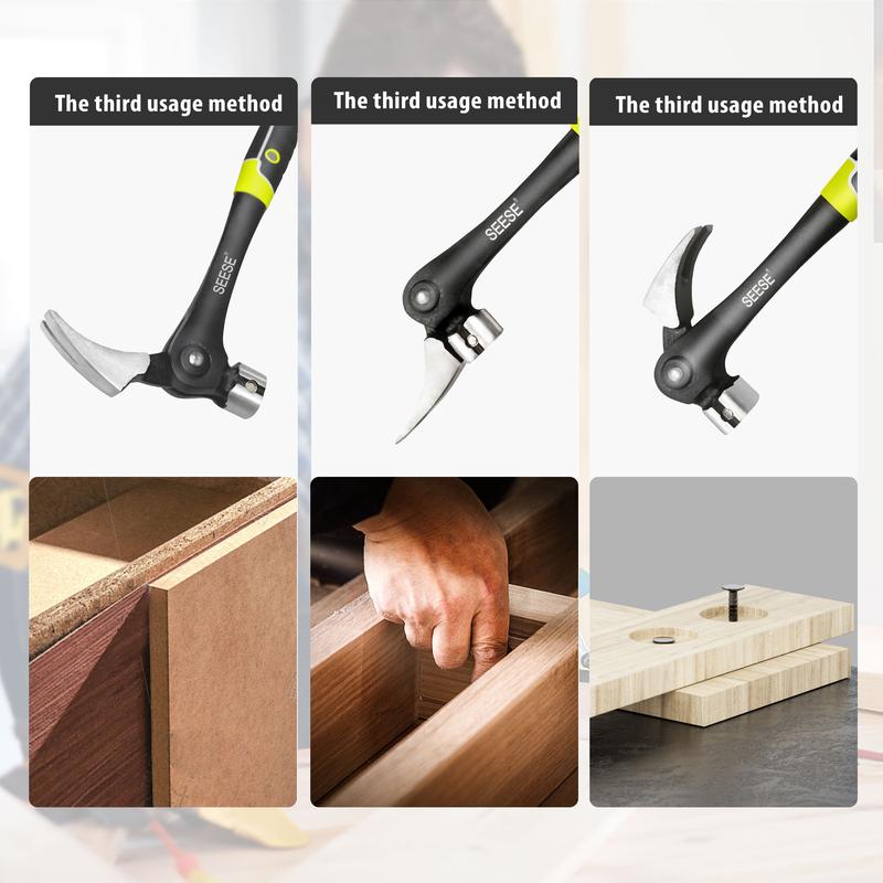 SEESE 16oz Claw Hammer with Magnetic Nail Starter Indexing Rip Claw Forged Steel Head Shock Absorbing TPR Grip Heavy Duty Framing & DlY Tool ,Gift for Thanksgiving,New Year