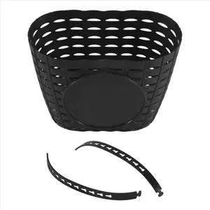 Kids Bicycle Basket, Children Plastic Front Handlebar Bike Basket for Storage, Black