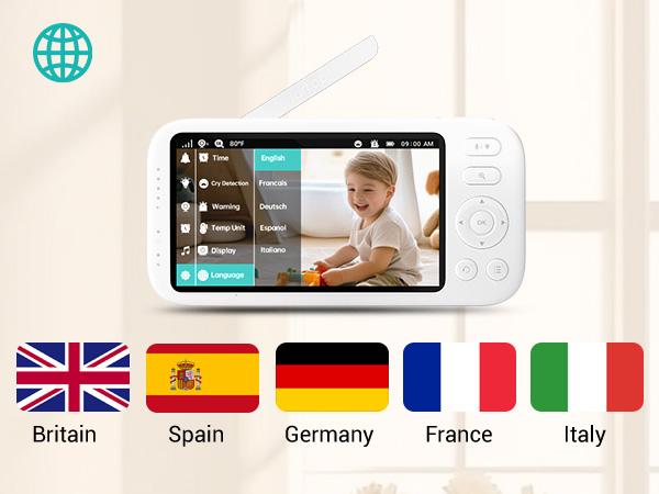 Jartoo 2K 5.5" Video Baby Monitor with Camera and Audio,AI Cry Detect 1860ft Long Range Baby Monitor No WiFi Baby Camera Wireless,Clear Night Vision,ANC, 2-Way Talk,White Noise,6000mAh