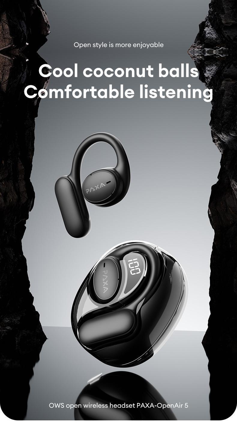 PAXA OpenAir 5 Wireless Earphones,Wireless Bluetooth 5.4 Earbuds High-Fidelity Robust Bass Sound Headphones, Breathable Open Ear Electronic Headset for Workout & Sports