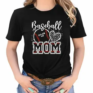 Women's Baseball Letter T-Shirt: Crew Neck, Soft Cotton, Machine-Washable Durable, SS Breathable, Fits Sporty/Casual Style